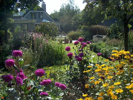 Lange tuin met diepteperspectief
