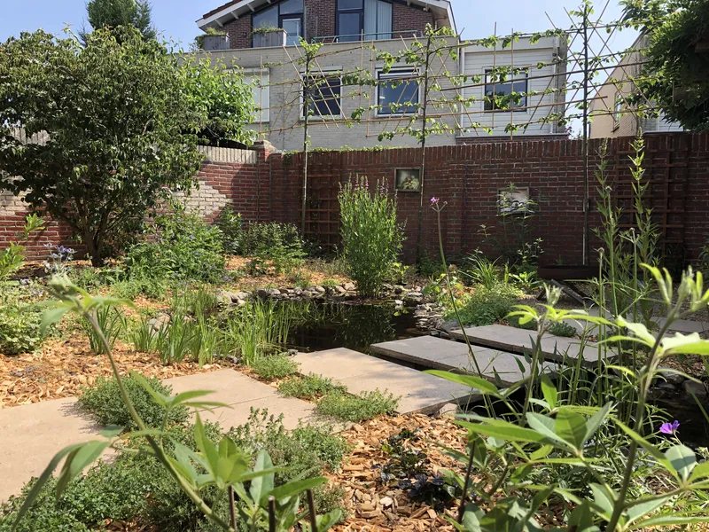 Tuinpad over een vijver